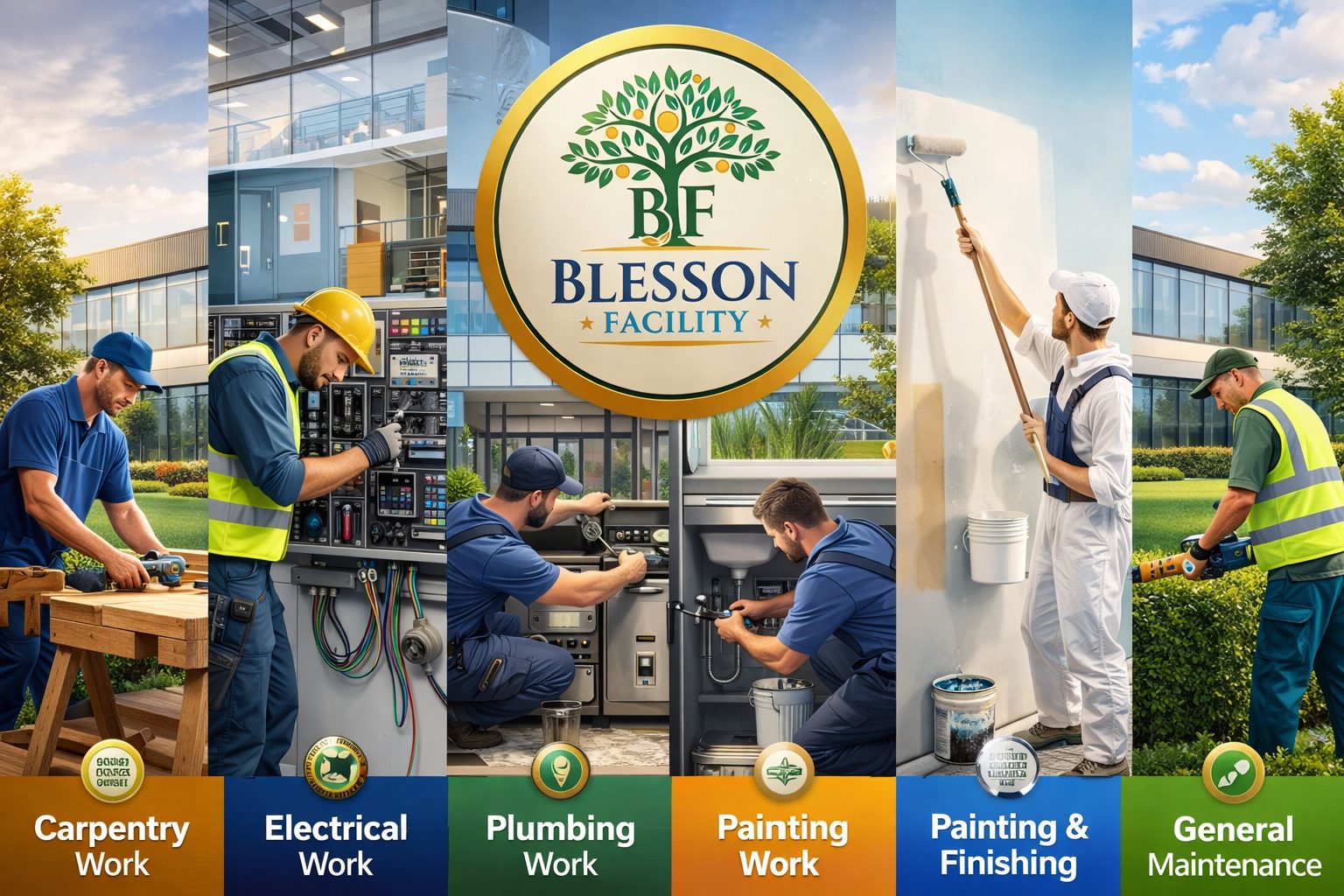 Blesson Facility maintenance team servicing a corporate office