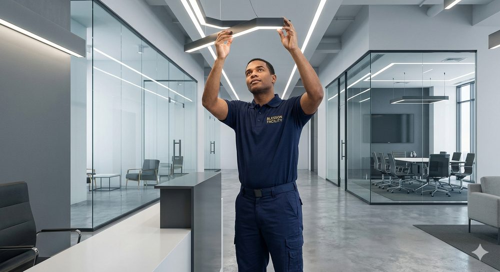 Blesson Facility technician performing office maintenance